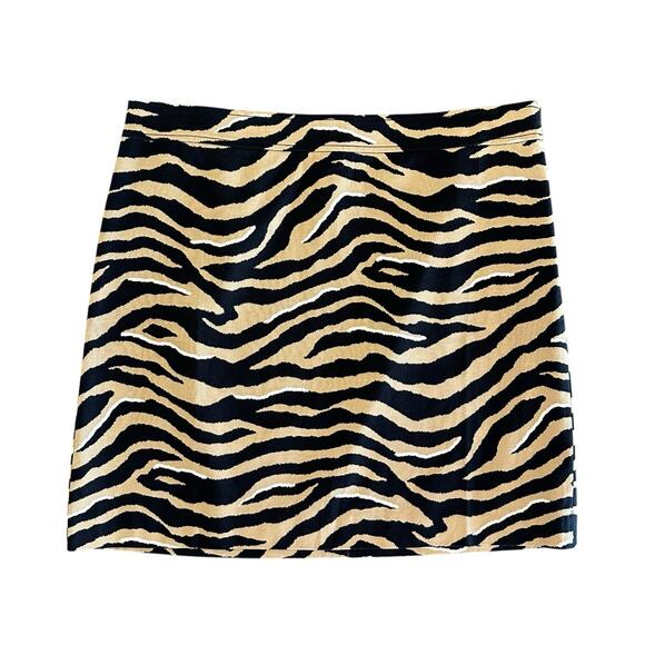 Talbots Straight Skirt Knee Length Tan Black Animal Print Zebra Tiger Size 14 - Picture 3 of 12